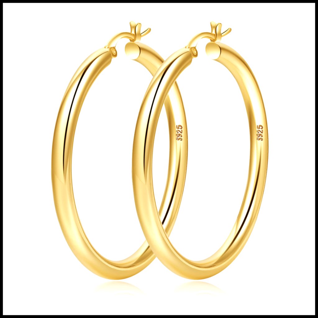 Chunky Hoop Earrings Hypoallergenic Sterling Silver Post Lightweight Tube Design